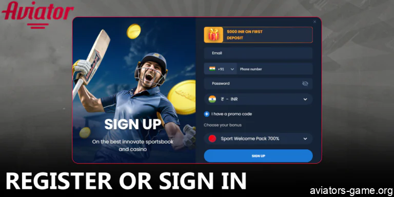 Register or sign in before starting to play Aviator